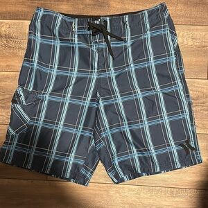 Hurley Blue and Black Board Shorts Quick-Dry Swimwear